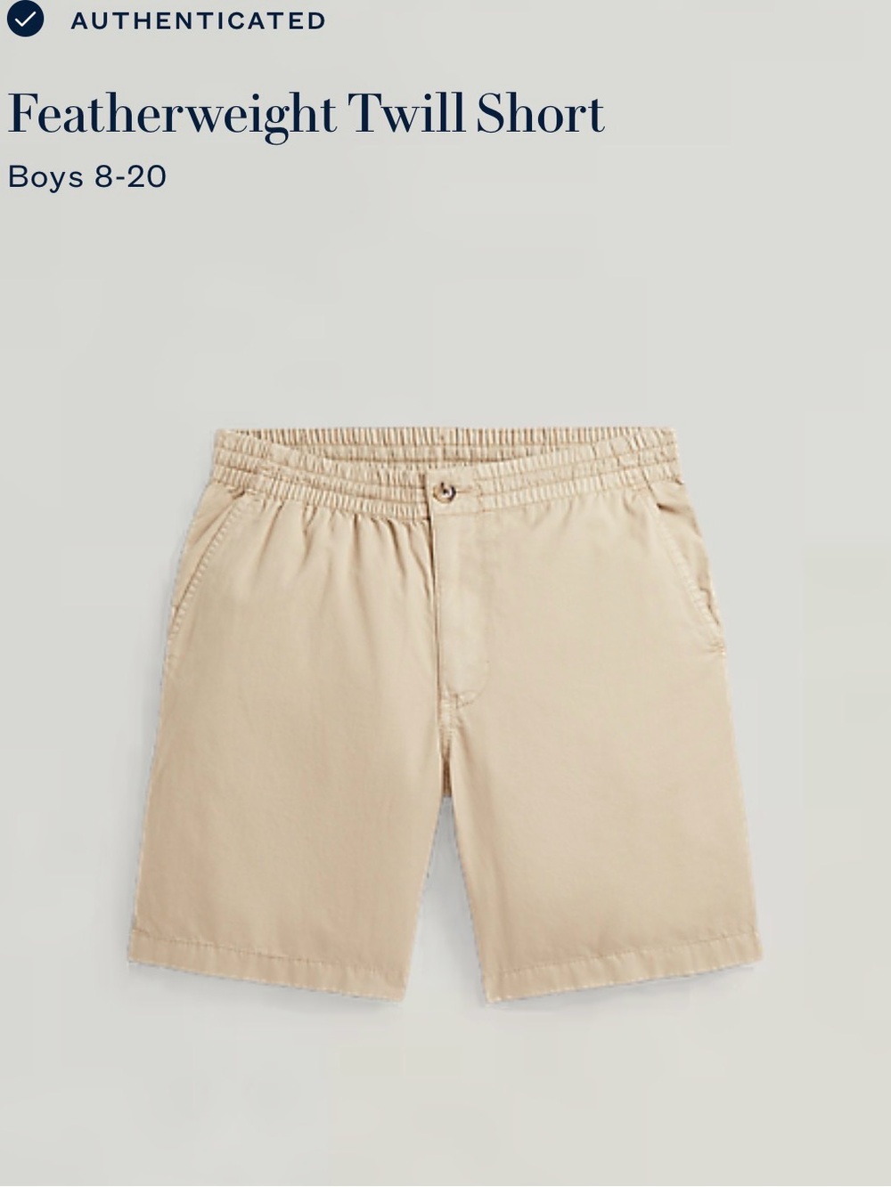 Featherweight Twill Short - Beige. Boy’s Ralp Lauren size 14